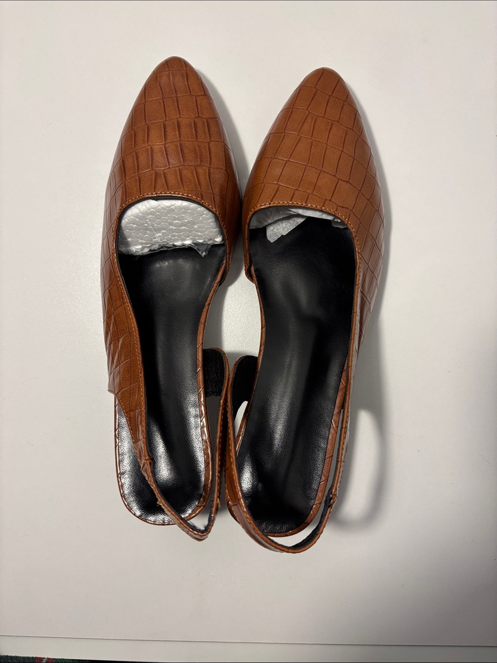 Women’s Pointed Slingback Flats - Brown Croc size 43